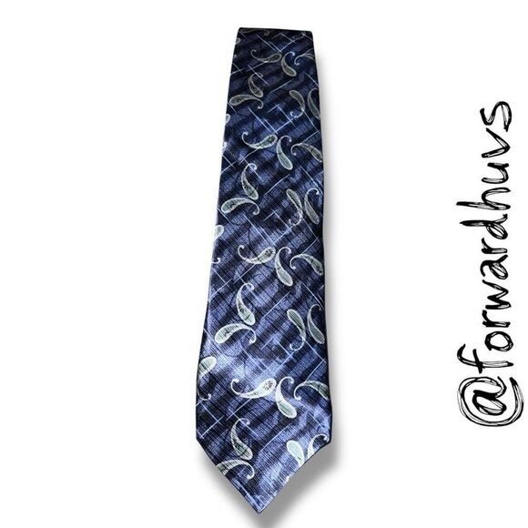 Nicole Miller Silk Necktie – Elegant Blue with Green Accents - Picture 3 of 8